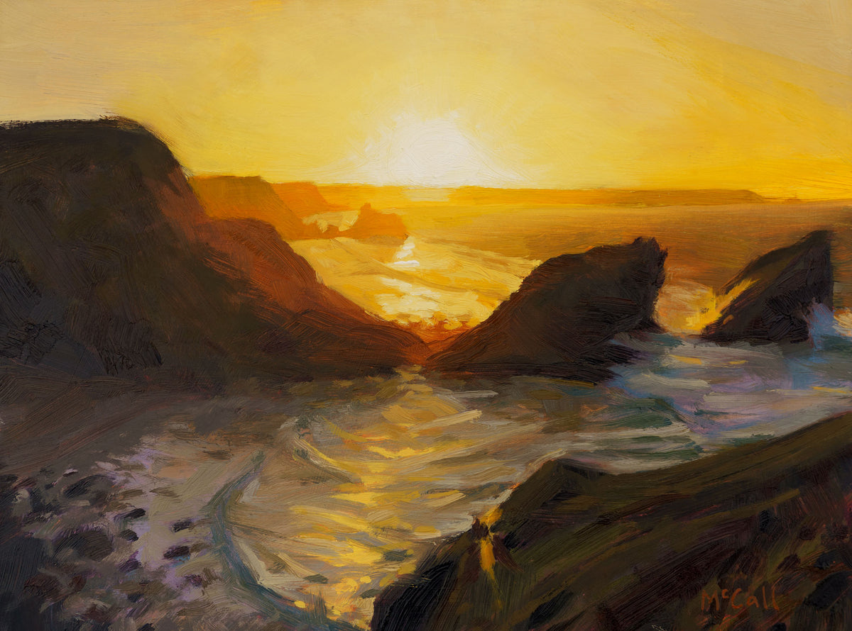 Sunset at Porthcadjack and Samphire Island Oil Painting by Laurie